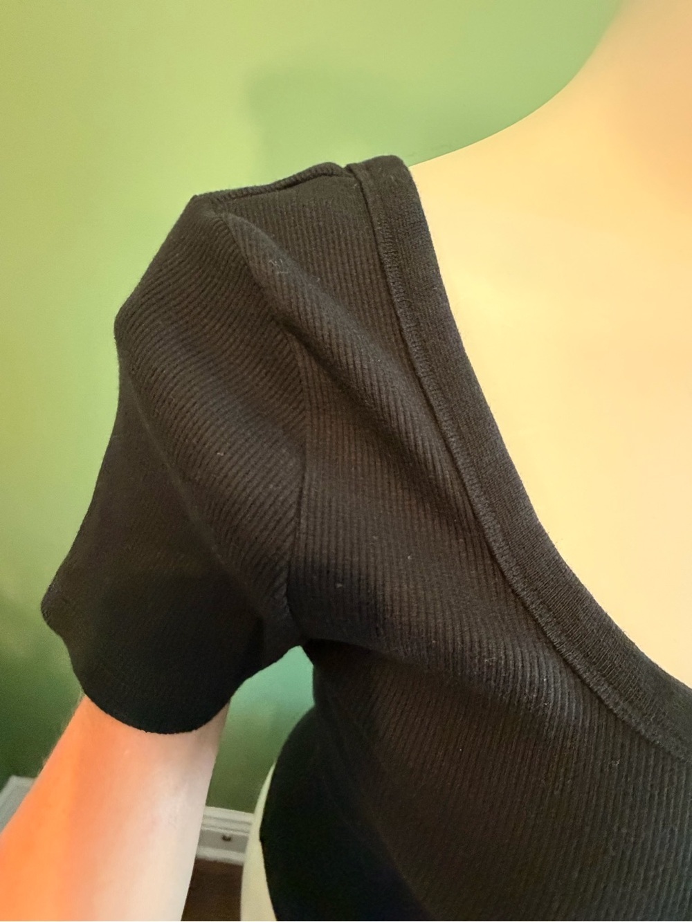 Universal Thread Black Ribbed Square Neck Short Sleeve Top - Picture 3 of 11